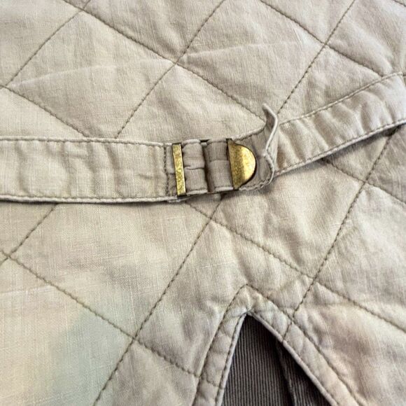 Vintage London Fog Vest Tan Cotton With Leather Trim Adjustable Back - Picture 4 of 8